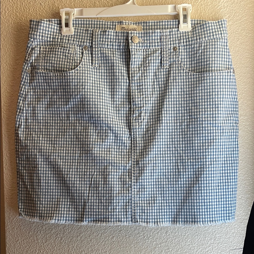 Madewell Blue Gingham Mini Skirt